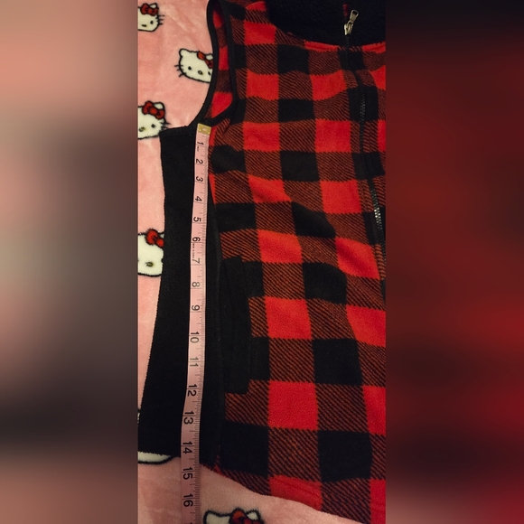 Chaps womens fleece vest size M Red Buffalo Check - Picture 9 of 9